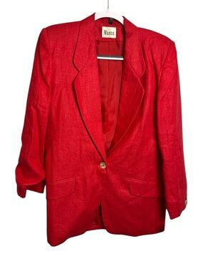Maren linen cherry red blazer size 6 new ladies vintage deadstock preppy retro